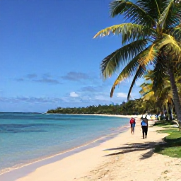 Caribbean Holidays, February Walking, A peaceful Saint Lucia beach path beside clear Caribbean water, with palm trees and walkers enjoying the February weather