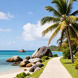 Caribbean Holidays, February Walking, A quiet footpath beside a palm-fringed beach on Virgin Gorda, with clear water, granite rocks and warm February sunshine