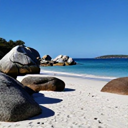 Caribbean Holidays, February Walking, A quiet sandy beach and coastal walking path on Virgin Gorda, with granite boulders, calm blue water and February sunlight
