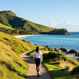 Caribbean Holidays, February Walking, A scenic coastal walking trail on Saint Kitts with green hills, blue Caribbean sea and warm February sunshine
