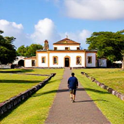 Caribbean Holidays, February Walking, Historic sugar estate ruins and a peaceful walking path through green countryside on Saint Kitts in warm February sunshine