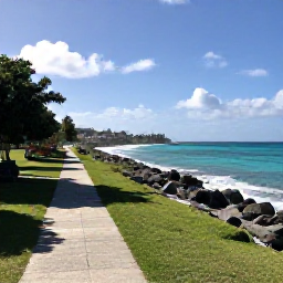 Caribbean Holidays, February Walking Holidays, A coastal walking path beside turquoise sea on Saint Martin in warm February sunshine