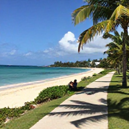 Caribbean Holidays, February Walking Holidays, A quiet Caribbean beach and coastal footpath on St John, with clear water, palms and walkers resting in the February sunshine