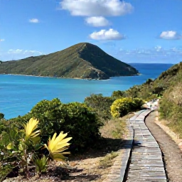 Caribbean Holidays, February Walking Holidays, A scenic coastal walking trail on St John in the United States Virgin Islands, with turquoise sea, green hills and warm February sunlight