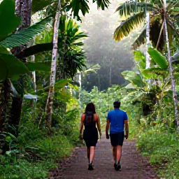 Caribbean Holidays, February Walking Holidays, Hikers walking along a forest trail in the Northern Range of Trinidad, with tropical foliage and soft morning light