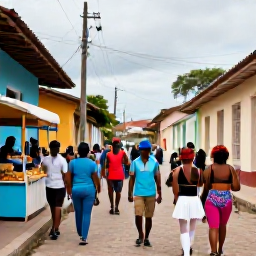 Caribbean Holidays, February Walking Holidays, Visitors strolling through a colourful Trinidad street during Carnival, with costumes, musicians and lively local food stalls