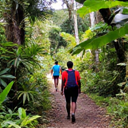 Caribbean Holidays, February Walking Holidays, Walkers exploring a shaded rainforest trail beneath Mount Soufri&egrave;re on Saint Vincent in February