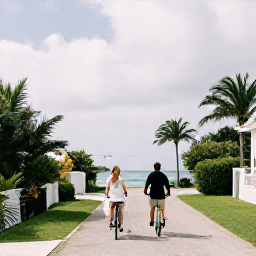 Caribbean Holidays, February Weddings, Couple cycling along a quiet Bermuda lane and visiting a scenic harbour during a February honeymoon