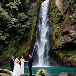 Caribbean Holidays, February Weddings, Wedding guests exploring a Saint Lucia rainforest waterfall and enjoying a scenic Caribbean holiday