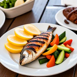 Caribbean Holidays, February Wellness, Healthy Caribbean lunch with fresh fruit, grilled fish and colourful vegetables at an outdoor restaurant in St Croix