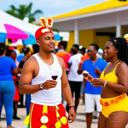 Caribbean Holidays, February Wine Tasting, Colourful February Carnival atmosphere in Port of Spain, Trinidad, with music, costumes and visitors enjoying the celebrations