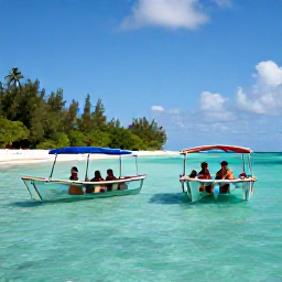 Caribbean Holidays, Glass Bottom Boats, Friendly family and couple enjoying a shaded glass bottom boat tour beside a tropical Caribbean island