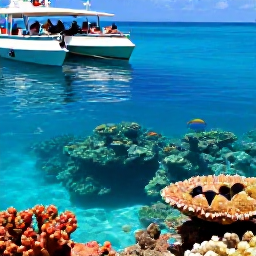 Caribbean Holidays, Glass Bottom Boats, Passengers looking through the glass floor of a small tour boat at colourful coral, tropical fish and clear Caribbean water