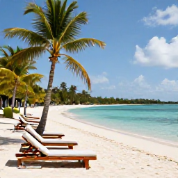 Caribbean Holidays, Grenada Adults Only, A tranquil adults-only resort beside a palm-fringed beach in Grenada, with comfortable loungers and calm turquoise water