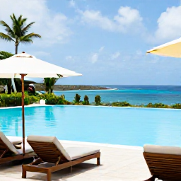 Caribbean Holidays, Grenada Adults Only, An elegant adults-only hotel in Grenada with an infinity pool, stylish loungers and views across the Caribbean Sea