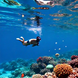 Caribbean Holidays, Grenada Adults Only, Couple snorkelling over a colourful coral reef in clear Grenada water, with tropical fish and sunlight on the surface