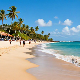 Caribbean Holidays, Grenada Adults Only, Grand Anse Beach in October with golden sand, gentle Caribbean waves, palm trees and a couple walking along the shore
