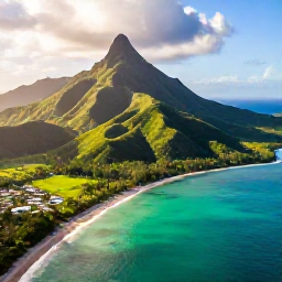 Caribbean Holidays, Grenada Adventure, Aerial view of Grenada's lush green mountains, turquoise Caribbean Sea and tropical coastline in warm February sunshine