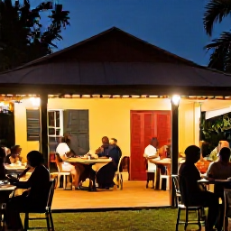Caribbean Holidays, Grenada Adventure Holidays, A relaxed evening in a lively Grenada village with local food, music and warmly lit restaurants