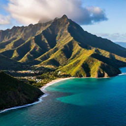 Caribbean Holidays, Grenada Adventure Holidays, Aerial view of Grenada's lush green mountains, turquoise Caribbean sea and dramatic coastline in warm November sunshine