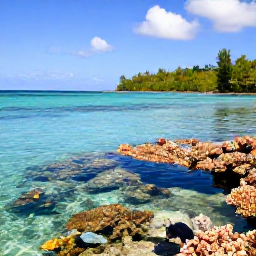 Caribbean Holidays, Grenada Adventure Holidays, Snorkellers exploring clear shallow water above a colourful coral reef near Grenada, with tropical fish and a sunny coastline in the background