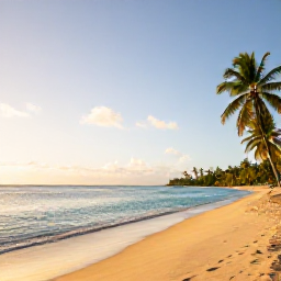 Caribbean Holidays, Grenada Adventure Holidays, Sunrise over Grand Anse Beach in Grenada, calm turquoise water, golden sand and a few palm trees