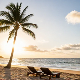 Caribbean Holidays, Grenada Adventure Holidays, Travellers relaxing on a Grenada beach after an active day, with sunset light, palm trees and the Caribbean Sea