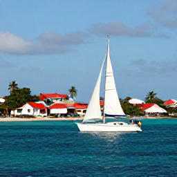 Caribbean Holidays, Grenada Adventure, Sailboat passing the colourful coastline of St George's, Grenada, during a clear afternoon