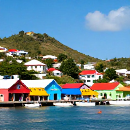 Caribbean Holidays, Grenada All Inclusive, Colourful St George's harbour in Grenada with hillside buildings, boats and a bright Caribbean sky