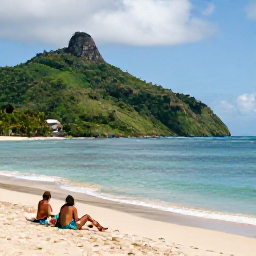 Caribbean Holidays, Grenada All Inclusive, Travellers relaxing on Grand Anse Beach in Grenada, with calm Caribbean sea and lush hills in the background
