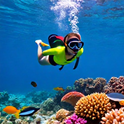 Caribbean Holidays, Grenada Backpacking, Backpacker snorkelling above colourful coral and tropical fish at a clear Grenada beach