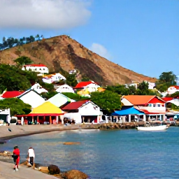 Caribbean Holidays, Grenada Backpacking, Colourful St George's harbour in Grenada with hillside buildings, fishing boats and travellers exploring the waterfront