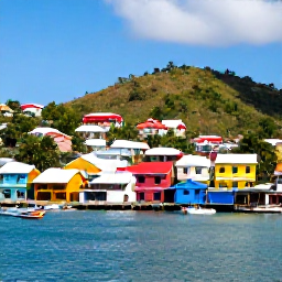 Caribbean Holidays, Grenada Backpacking, Colourful St George's harbour in Grenada with hillside houses, fishing boats and a sunny Caribbean sky