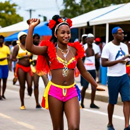 Caribbean Holidays, Grenada Backpacking, Friendly Grenadian street celebration with colourful costumes, musicians and visitors enjoying February carnival atmosphere