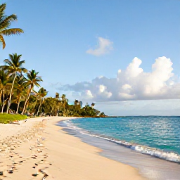 Caribbean Holidays, Grenada Beach Holidays, A quiet golden beach on Grenada with turquoise water, palm trees and soft November sunshine