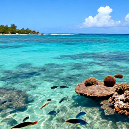 Caribbean Holidays, Grenada Beach Holidays, Snorkellers exploring clear shallow water near a colourful coral reef in Grenada, with tropical fish and a sunny Caribbean coastline