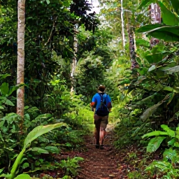 Caribbean Holidays, Grenada Birdwatching, Birdwatcher exploring lush rainforest trails beside Grand Etang Lake in Grenada