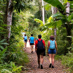 Caribbean Holidays, Grenada Birdwatching, Birdwatchers walking quietly along a shaded rainforest trail in Grand Etang National Park, Grenada
