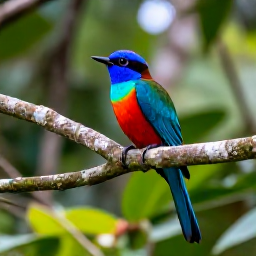 Caribbean Holidays, Grenada Birdwatching, Colourful Grenadian birds in lush rainforest foliage, soft morning light, realistic travel photography