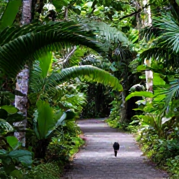 Caribbean Holidays, Grenada Birdwatching, Grenada dove habitat with dense tropical woodland and a quiet forest path in Grand Etang National Park