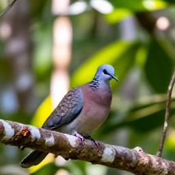 Caribbean Holidays, Grenada Birdwatching, Grenada dove in natural woodland with filtered sunlight and tropical foliage, photographed in a quiet forest reserve