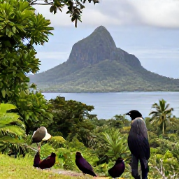 Caribbean Holidays, Grenada Birdwatching, Morne Rouge and Grand Etang landscapes with a birder observing tropical birds beside rainforest, realistic Caribbean travel photography
