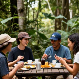 Caribbean Holidays, Grenada Birdwatching, Relaxed outdoor breakfast near a Grenadian rainforest after a morning birdwatching walk
