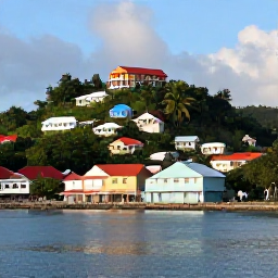 Caribbean Holidays, Grenada City Breaks, Bright morning view of St George's, Grenada, with colourful waterfront buildings, hillside homes and calm Caribbean water