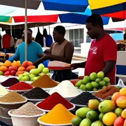 Caribbean Holidays, Grenada City Breaks, Bustling Grenada market with colourful spices, fresh tropical fruit, local produce and friendly stallholders