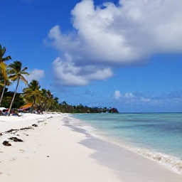 Caribbean Holidays, Grenada City Breaks, Grand Anse Beach near St George's, with calm turquoise water, white sand and palm trees under a partly cloudy November sky