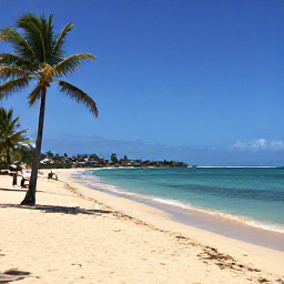 Caribbean Holidays, Grenada City Breaks, Quiet October beach near St George's, turquoise Caribbean water, palm trees and a few people relaxing on the sand