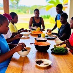 Caribbean Holidays, Grenada Cooking Holidays, A bright Grenadian cooking class in an open-air kitchen, with fresh spices, herbs and local ingredients on a wooden table