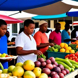 Caribbean Holidays, Grenada Cooking Holidays, A local Grenadian market with colourful fruit, vegetables, spices and friendly traders beneath shaded stalls
