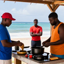 Caribbean Holidays, Grenada Cooking Holidays, A traditional Grenadian cooking lesson preparing oil down in a welcoming outdoor kitchen overlooking the sea